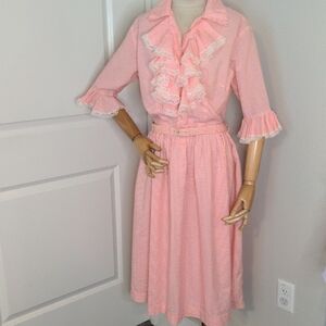 Vintage 50s 60s Jack Daniels Pink White Gingham Dress Barbie I Love Lucy Sz M